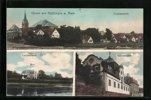 AK Frankfurt-Sindlingen, Hotel Lindenhaus, Mainstrasse, Totalansicht