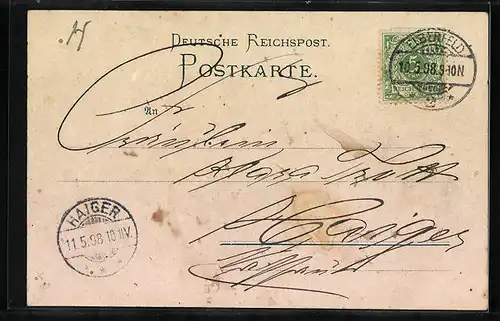 AK Elberfeld, Hotel Europäischer Hof mit Denkmal und Strassenbahn