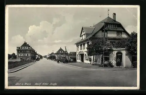 AK Weil a. Rhein, Strasse mit Passanten