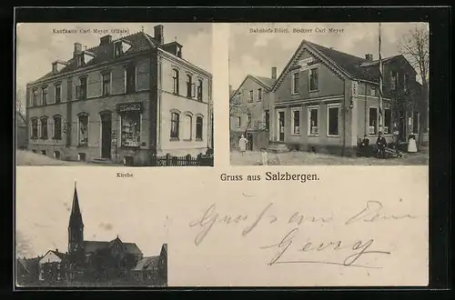AK Salzbergen, Kirche und Kaufhaus