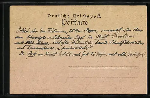 Lithographie Groitzsch i. S., Rathaus mit Marktplatz und Post