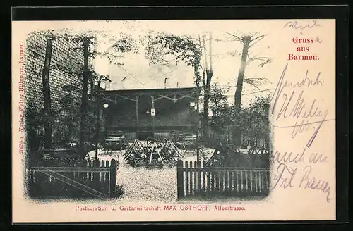 AK Barmen, Restauration und Gartenwirtschaft Max Osthoff in der Alleestrasse