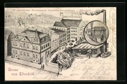 Lithographie Elberfeld, Wupperthaler Permantente Gewerbe-Ausstellung
