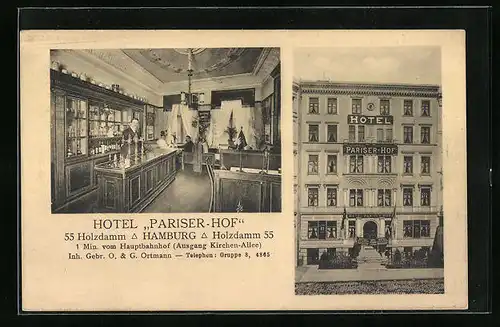 AK Hamburg-St.Georg, Hotel Pariser Hof, Holzdamm 55