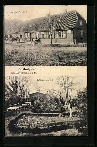 AK Gostorf, Koop`s Gasthof mit Garten