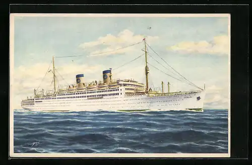 Künstler-AK Passagierschiff MS Italia der Home Lines auf hoher See