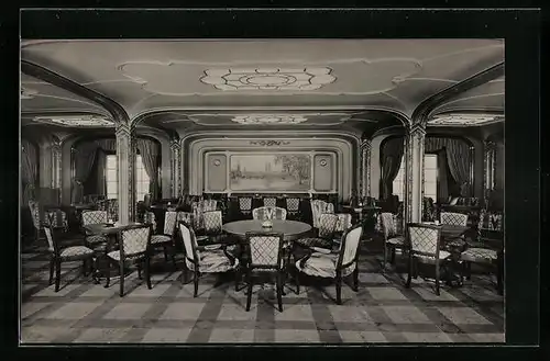 AK Passagierschiff Hamburg der H.-A.-Linie, Rauchsalon 1. Klasse