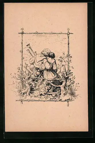 Künstler-AK Ludwig Richter: Volkslieder - Kein Feuer, keine Kohle