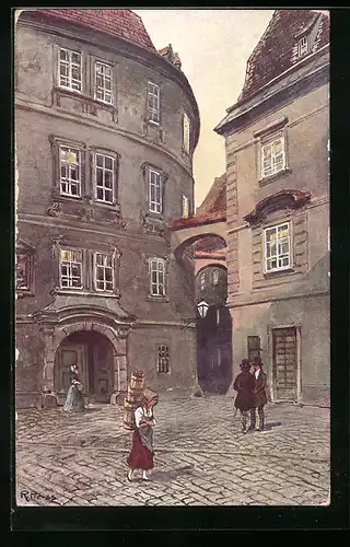Künstler-AK Rudolf Preuss: Partie in der Wiener Griechengasse