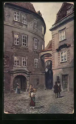 Künstler-AK Rudolf Preuss: Wien, Partie in der Griechengasse