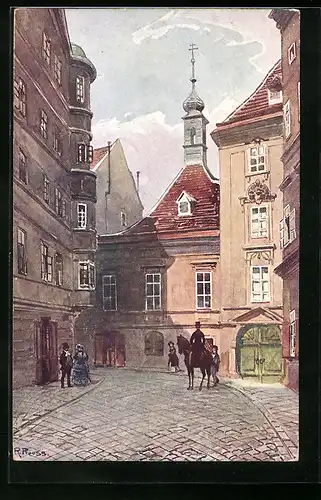 Künstler-AK Rudolf Preuss: Wien, Partie in der Schönlaterngasse