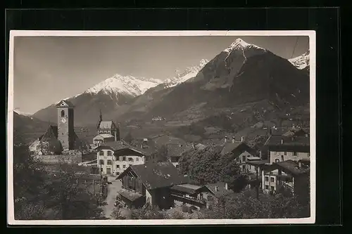 AK Meran, Ortsansicht mit Bergpanorama