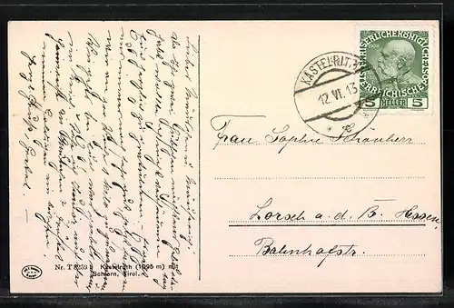 AK Kastelruth, Ortsansicht mit Schlern