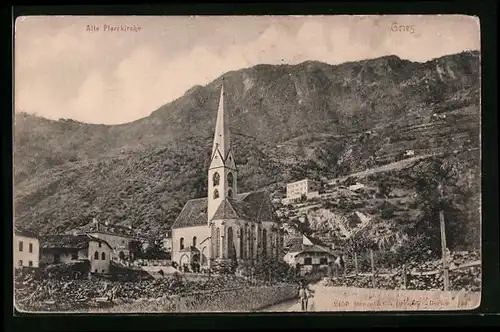 AK Gries, Partie mit Alter Pfarrkirche