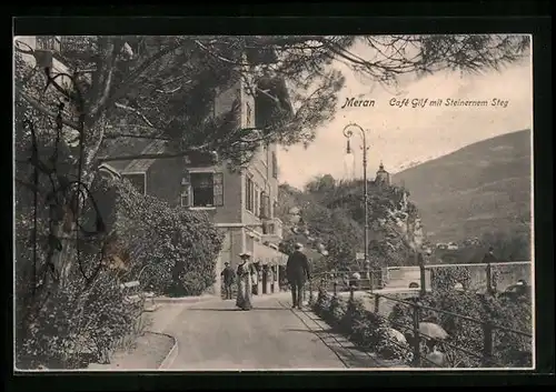 AK Meran, Café Gilf mit Steinernem Steg