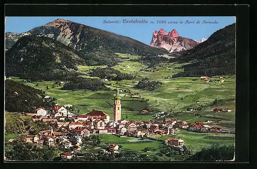 AK Castelrotto, Panorama verso le Torri di Fermeda, Dolomiti