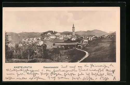 AK Kastelruth, Gesamtansicht mit Kirche