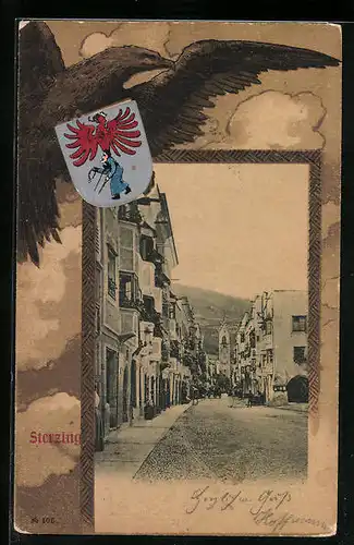 AK Sterzing, Strassenpartie mit Passanten