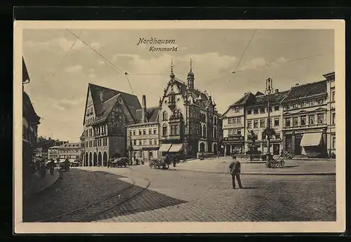 AK Nordhausen, Blick auf den Kornmarkt und Buchbinderei Otto Peter