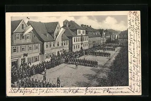 AK Bayreuth, Militärparade mit Publikum aus der Vogelschau