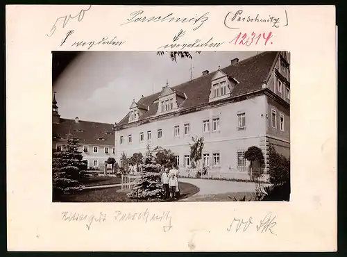 Fotografie Brück & Sohn Meissen, Ansicht Porschnitz, Blick auf das Rittergut