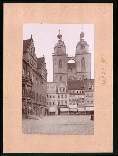 Fotografie Brück & Sohn Meissen, Ansicht Wittenberg / Elbe, Markt und Rathaus, Geschäfte Ernst Seiler, Rich. Lezius