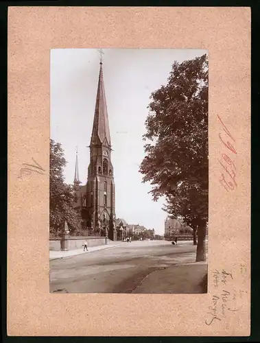 Fotografie Brück & Sohn Meissen, Ansicht Hainichen i. Sa., Strassenpartie mit Blick auf die Trinitatiskirche