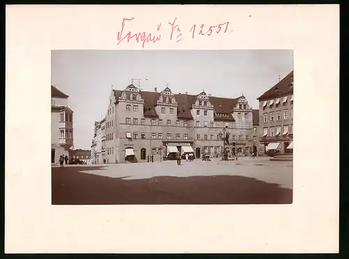 Fotografie Brück & Sohn Meissen, Ansicht Torgau, Markt mit Geschäften Otto Egert, Hermann Streubel, Mohren Apotheke