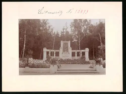 Fotografie Brück & Sohn Meissen, Ansicht Leitmeritz, Partie am Kaiser-Franz-Josef-Denkmal im Stadtpark