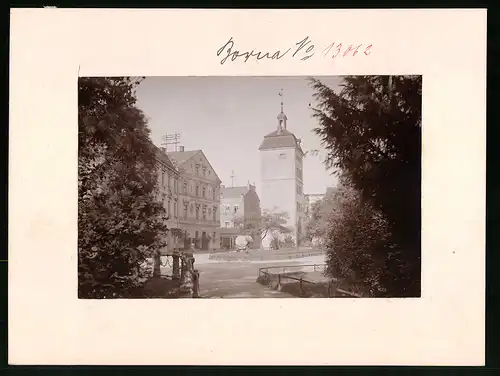 Fotografie Brück & Sohn Meissen, Ansicht Borna, Blick nach dem Reichstor mit Hotel zur Börsenhalle