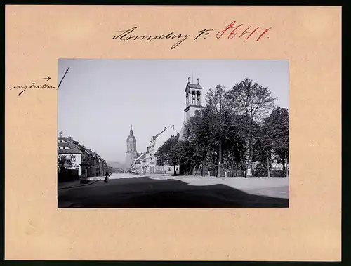 Fotografie Brück & Sohn Meissen, Ansicht Annaberg i. Erzg., Blick in die Kirchstrasse mit Kirche