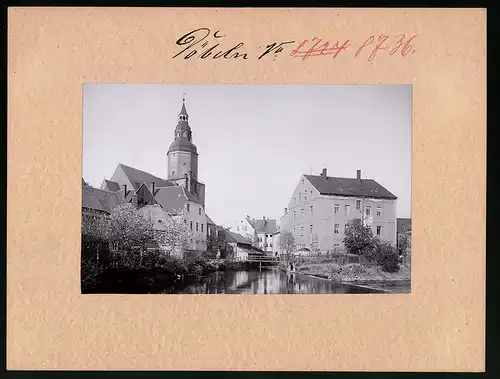 Fotografie Brück & Sohn Meissen, Ansicht Döbeln, Muldenpartie mit Blick in den Ort und Nicolaikirche