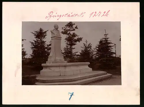 Fotografie Brück & Sohn Meissen, Ansicht Burgstädt i. Sa., König Albert Denkmal im Wettinhain