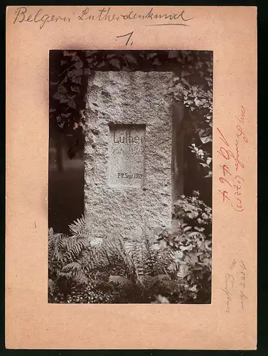 Fotografie Brück & Sohn Meissen, Ansicht Belgern, Blick auf den Luther Gedenkstein