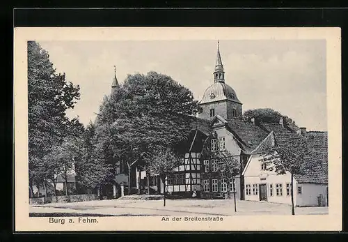 AK Burg a. Fehm., An der Breitenstrasse mit Kirche
