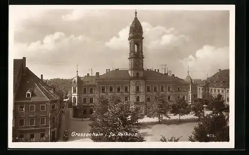 AK Grossenhain i. Sa., Rathaus mit Platz