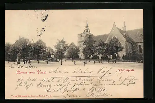 AK Varel, Partie am Schlossplatz, Kirche