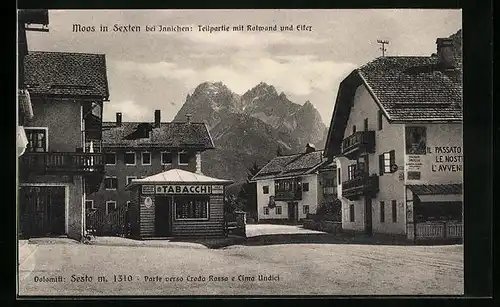 AK Moos in Sexten, Teilansicht mit Rotwand und Elfer