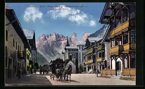 AK Landro im Ampezzotal, Hotel Baur an der Dolomitenstrasse