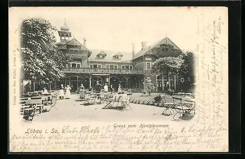 AK Löbau i. Sa., Honigbrunnen mit Terrasse