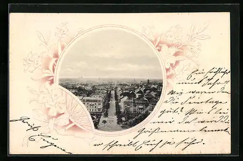 AK Mannheim, Ortsansicht vom Wasserturm gesehen