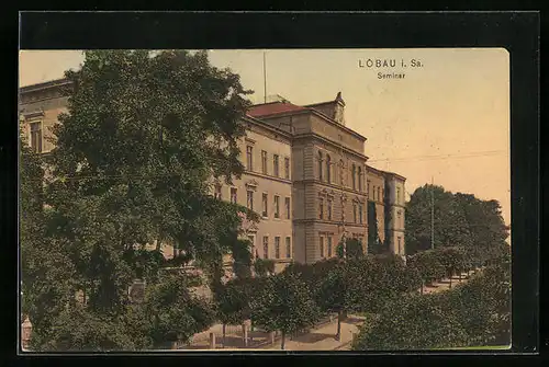 AK Löbau i. Sa., Seminar mit Strassenpartie