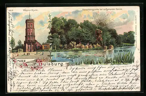 Sonnenschein-Lithographie Duisburg, Kaiserberggrotte bei aufgehender Sonne