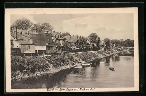AK Wesel, Alter Hafen und Rheinvorstadt