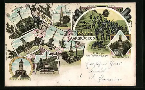 Lithographie St. Johann b. Saarbrücken, Erstürmung des Spicherer Berges