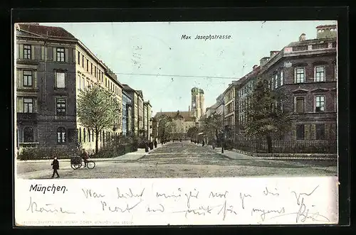 AK München, Max-Joseph-Strasse mit Kirche