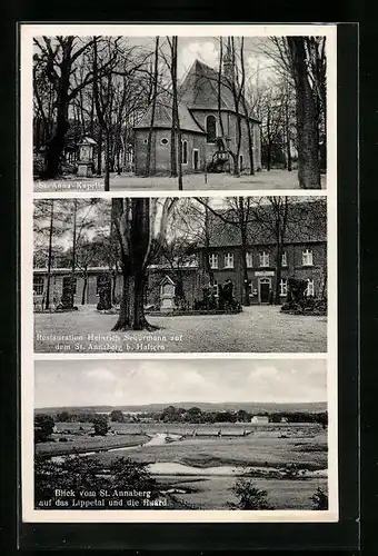 AK Haltern i. Westf., Restaurant Heinrich Schürmann auf dem St. Annaberg, Blick auf das Lippetal und die Haardt