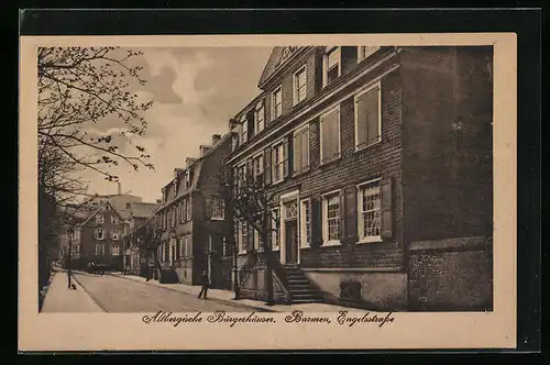 AK Barmen, Altbergische Bürgerhäuser in der Engelsstrasse