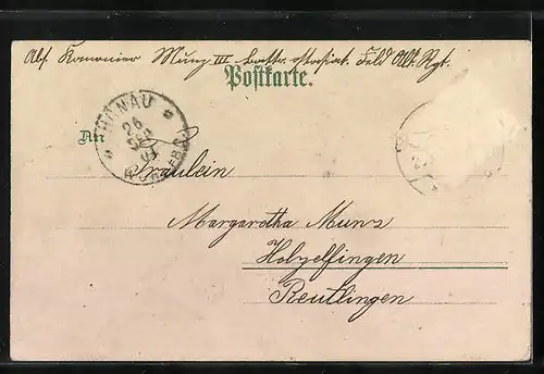 Lithographie Bremerhaven, Neuer Hafen und Seemann mit Pfeife