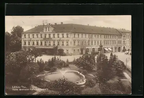 AK Löbau i. Sa., Hotel Wettiner Hof und Reichsplatz